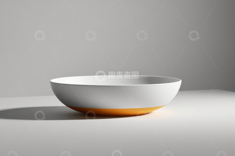 高清大图下载【趣麦麦图】简约白色带橙边碗静物展示