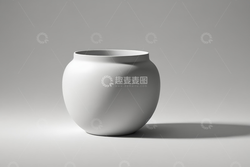 高清大图下载【趣麦麦图】白色陶罐产品渲染图