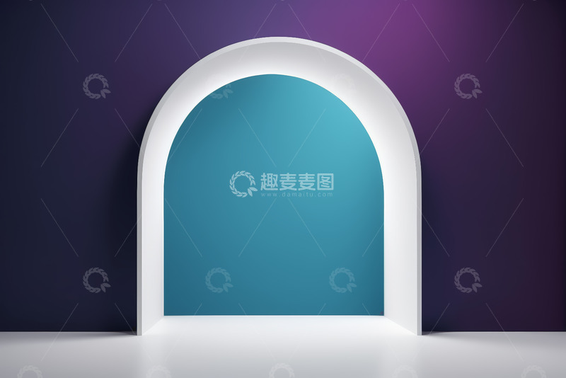 高清大图下载【趣麦麦图】紫色背景白色拱形展示空间