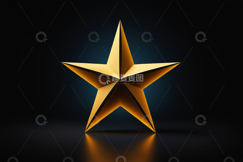 高清大图下载【趣麦麦图】金色五角星立体装饰素材