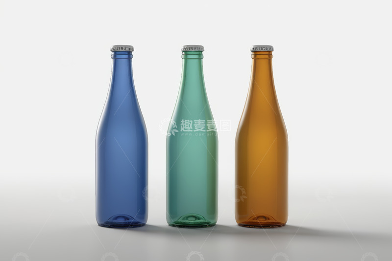 高清大图下载【趣麦麦图】三色玻璃饮料瓶展示