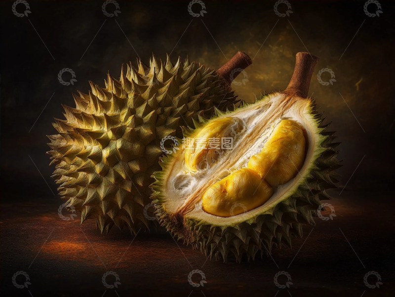 高清大图下载【趣麦麦图】金黄榴莲热带水果摄影图