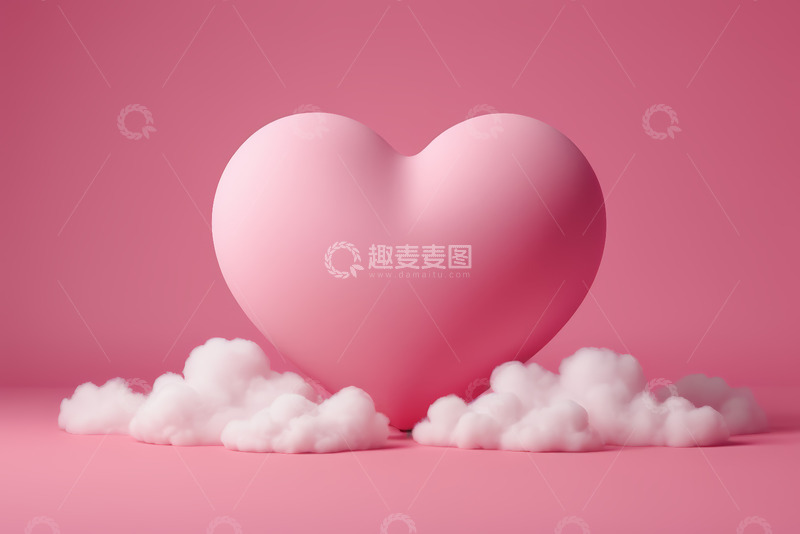 高清大图下载【趣麦麦图】粉色爱心与云朵素材