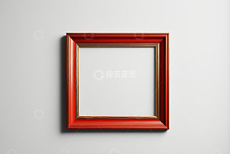 红色画框挂于浅色墙面