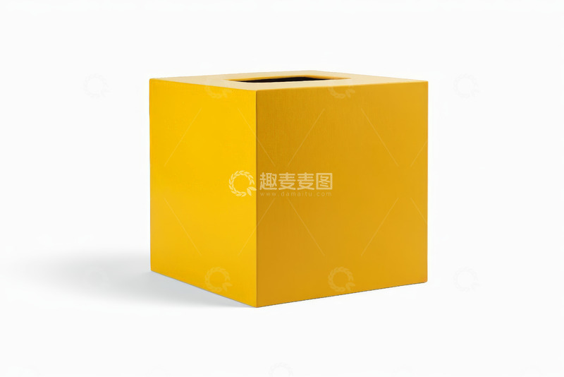 高清大图下载【趣麦麦图】黄色立方体盒子白色背景图