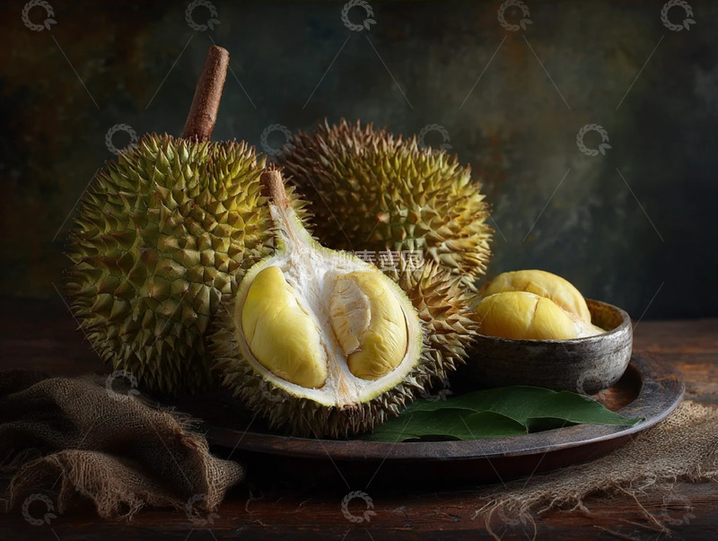 高清大图下载【趣麦麦图】热带美味榴莲饱满带刺果摄影图