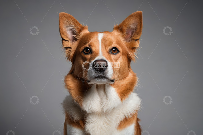 高清大图下载【趣麦麦图】棕白相间狗狗特写