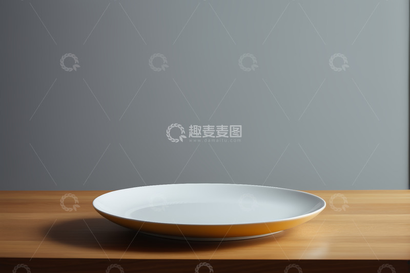 高清大图下载【趣麦麦图】木质桌面上的白色盘子
