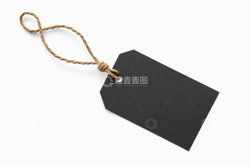 高清大图下载【趣麦麦图】黑色空白吊牌配棕色绳