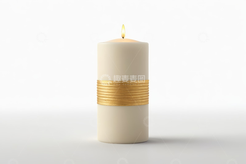 高清大图下载【趣麦麦图】带金色装饰的燃烧蜡烛