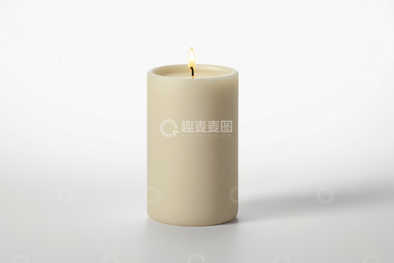 高清大图下载【趣麦麦图】浅色圆柱形蜡烛燃烧画面