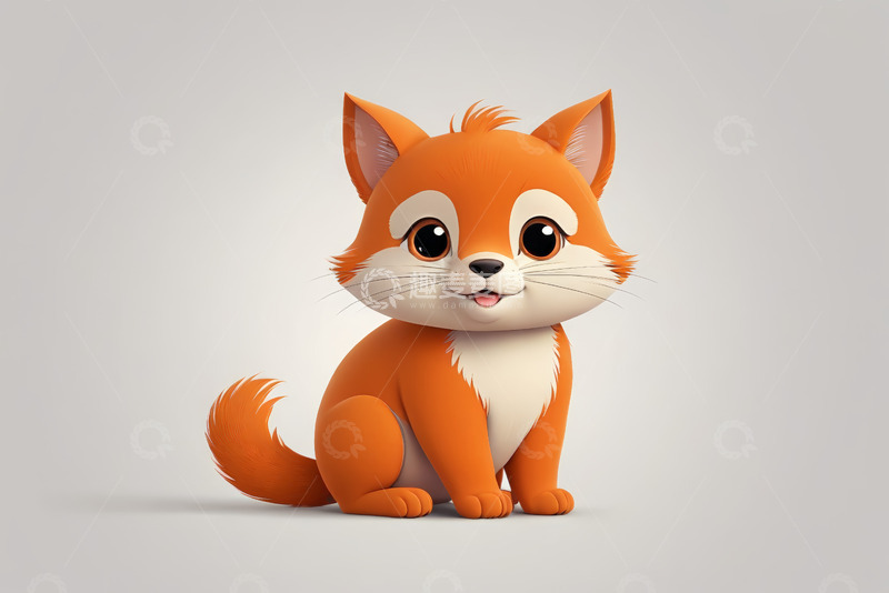 高清大图下载【趣麦麦图】可爱卡通小狐狸坐立形象