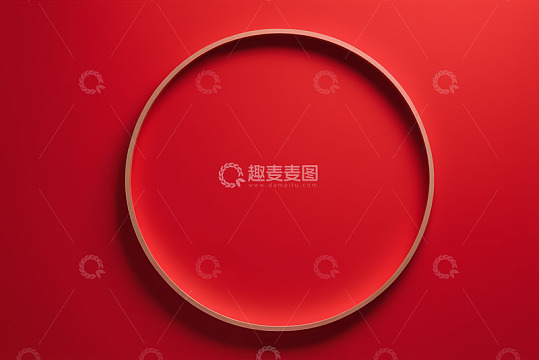 红色背景上的金色圆环