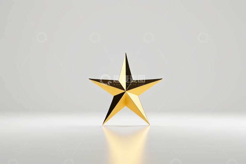高清大图下载【趣麦麦图】金色立体五角星装饰素材