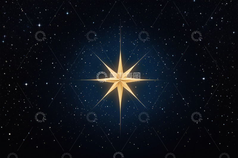 高清大图下载【趣麦麦图】夜空中的金色星星背景