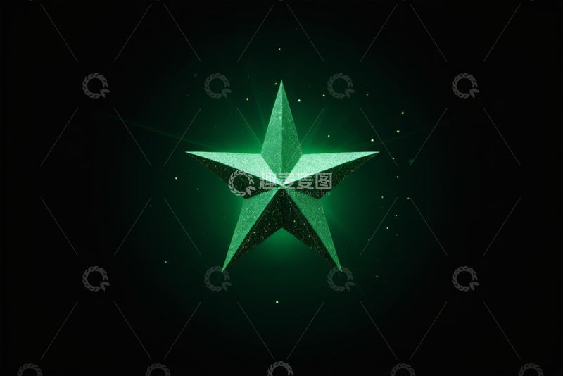 高清大图下载【趣麦麦图】绿色发光五角星图案