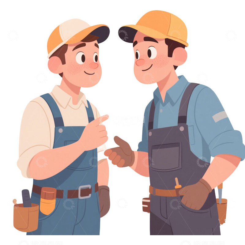 高清大图下载【趣麦麦图】工人小组讨论免抠元素