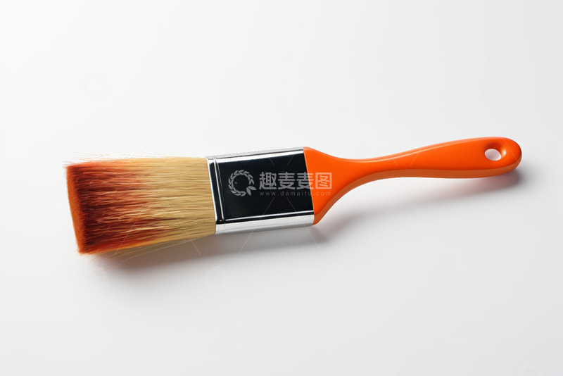 高清大图下载【趣麦麦图】橙色手柄油漆刷特写