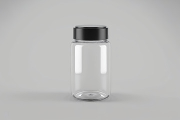 透明玻璃罐带黑色盖子