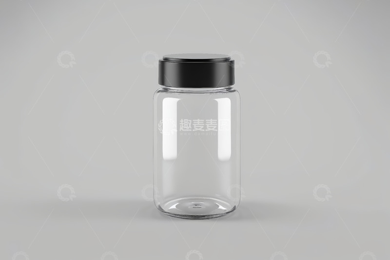 高清大图下载【趣麦麦图】透明玻璃罐带黑色盖子