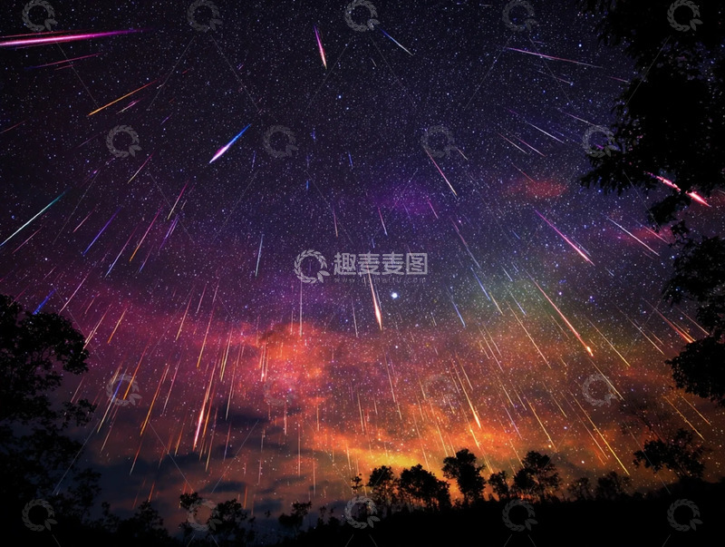 高清大图下载【趣麦麦图】山脉森林间的璀璨银河星轨