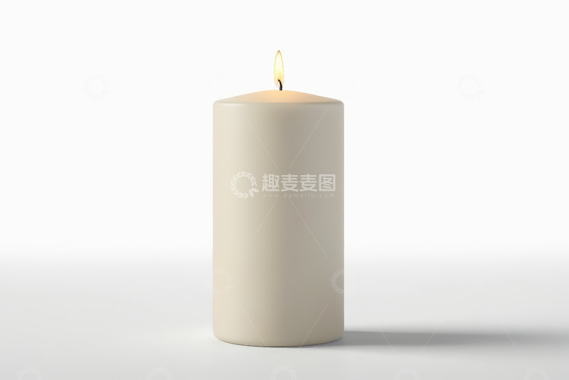 高清大图下载【趣麦麦图】燃烧的圆柱形白色蜡烛