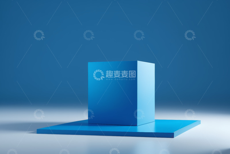 高清大图下载【趣麦麦图】蓝色立体方块展示台