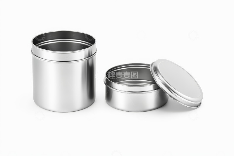 高清大图下载【趣麦麦图】银色金属罐子包装特写