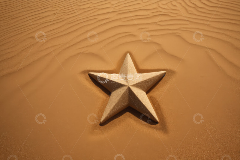 高清大图下载【趣麦麦图】沙漠中五角星装饰物特写