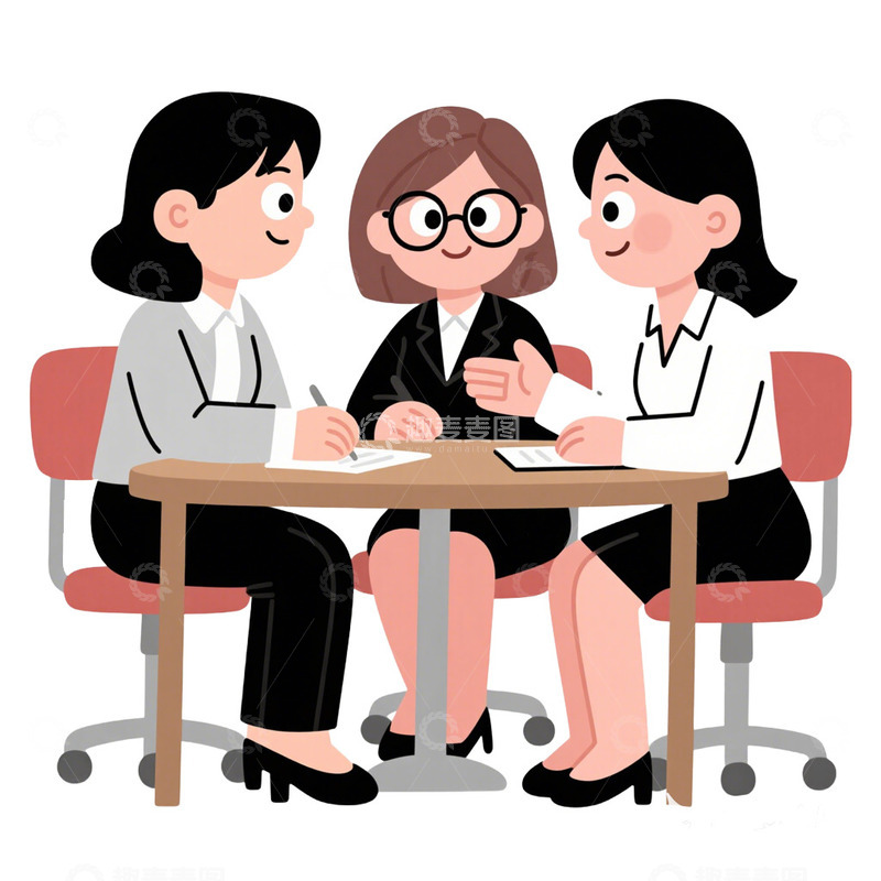 高清大图下载【趣麦麦图】女员工小组讨论免抠元素