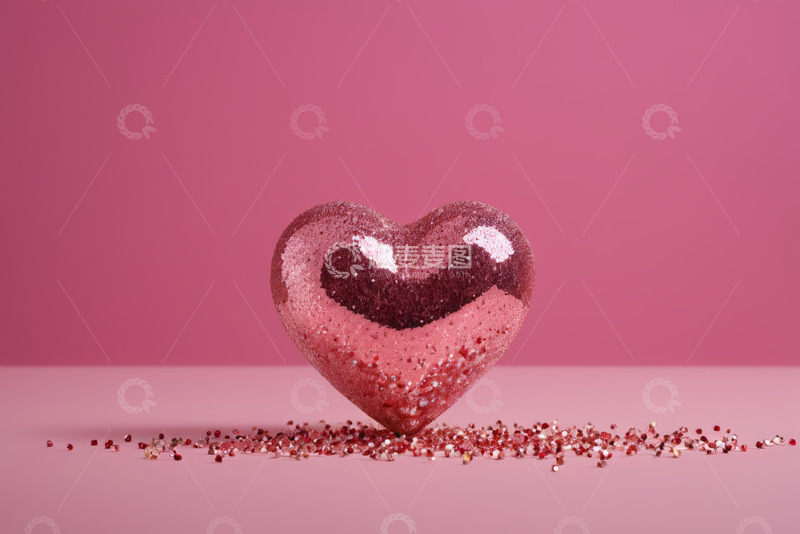 高清大图下载【趣麦麦图】粉色背景闪耀爱心素材