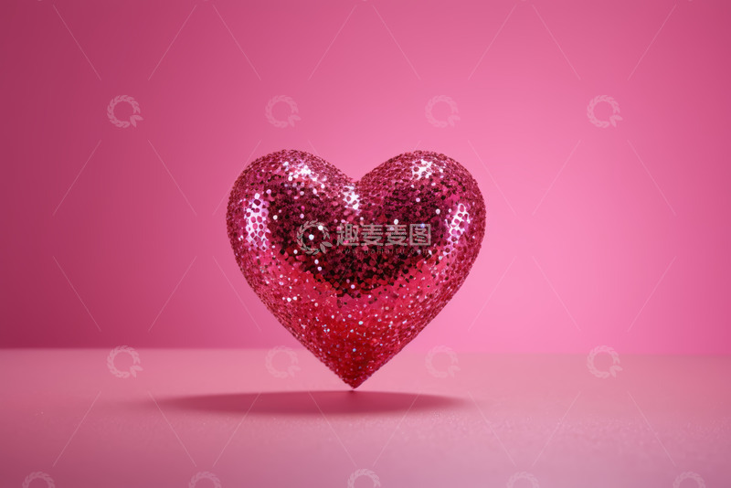 高清大图下载【趣麦麦图】粉色背景上的闪耀爱心