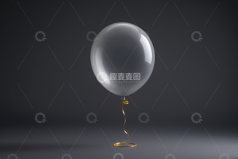 透明气球配金色飘带