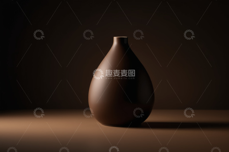 高清大图下载【趣麦麦图】棕色陶瓷花瓶静物展示