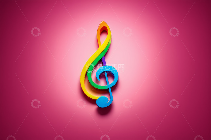 高清大图下载【趣麦麦图】彩色高音谱号音乐素材