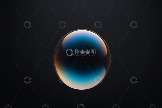 黑色背景下的彩色气泡