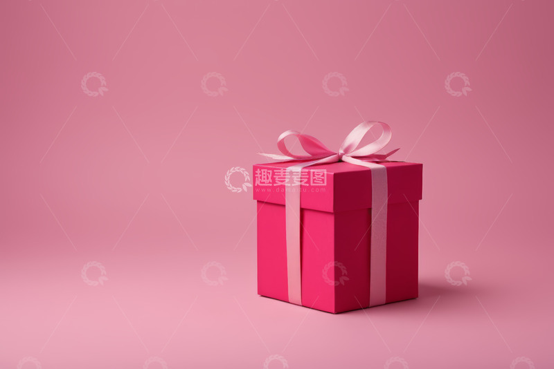 高清大图下载【趣麦麦图】粉红色礼物盒配丝带装饰