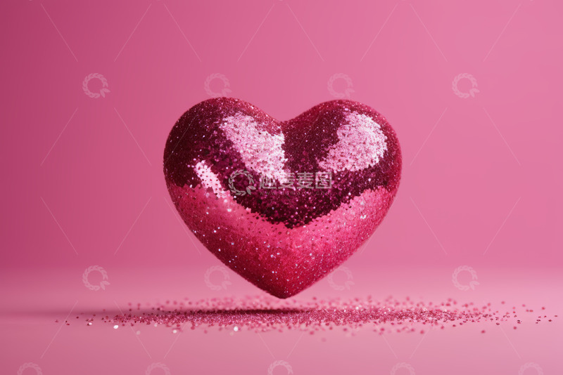 高清大图下载【趣麦麦图】粉色背景悬浮爱心