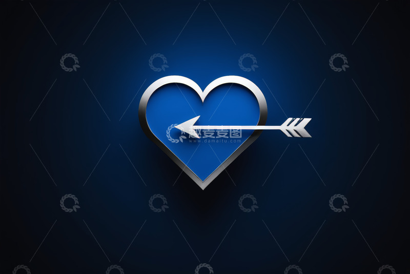 高清大图下载【趣麦麦图】蓝色心形箭头设计图案