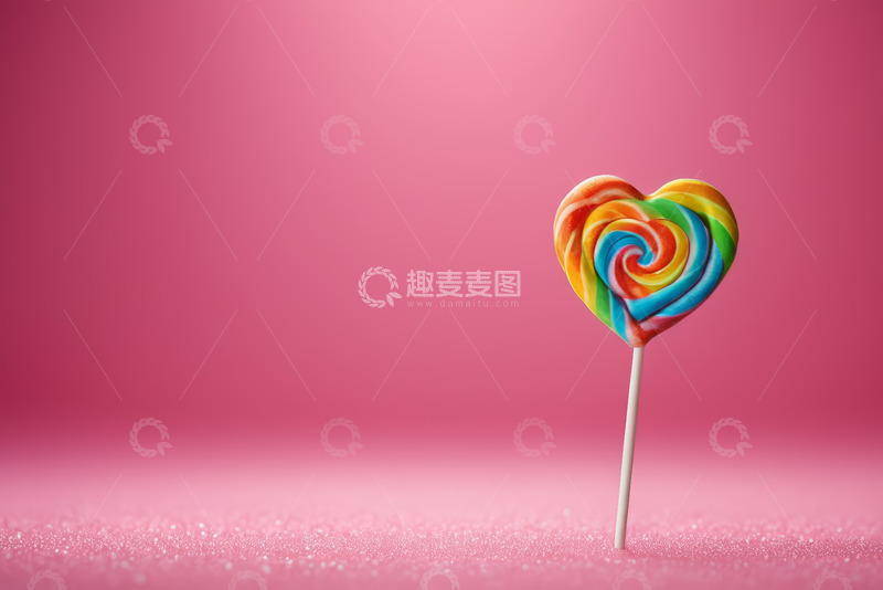 高清大图下载【趣麦麦图】心形彩虹棒棒糖特写
