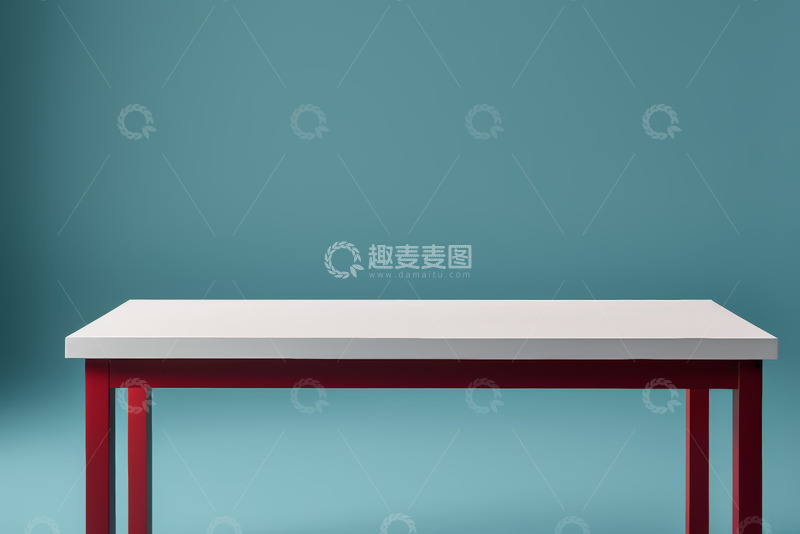 高清大图下载【趣麦麦图】红色桌腿白色桌面的孤立桌子