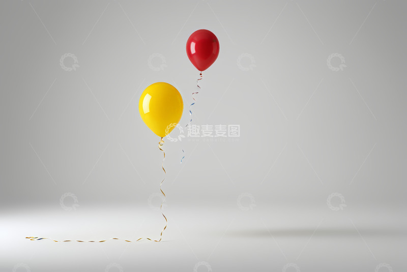 高清大图下载【趣麦麦图】红黄气球飘起装饰素材