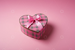 心形礼盒粉色背景特写