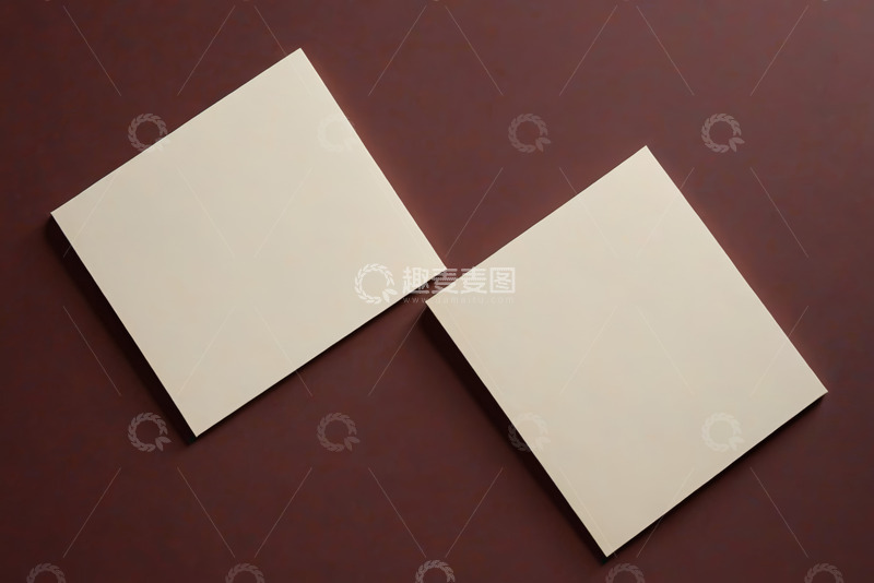 高清大图下载【趣麦麦图】棕色背景上的两张空白纸张