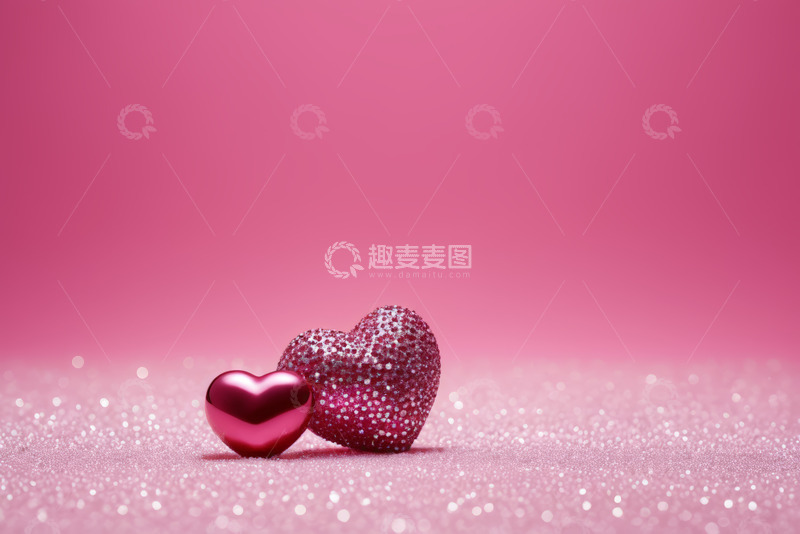 高清大图下载【趣麦麦图】粉色背景爱心装饰静物