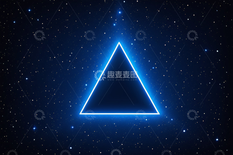 高清大图下载【趣麦麦图】星空背景下蓝色发光三角形