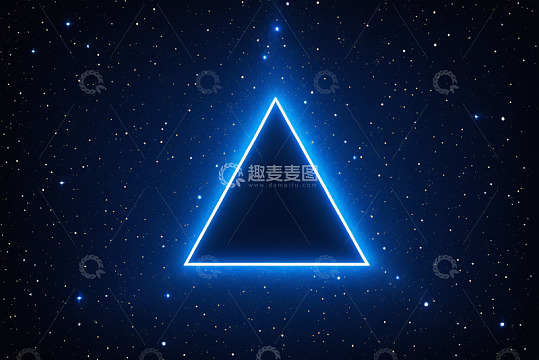 星空背景下蓝色发光三角形