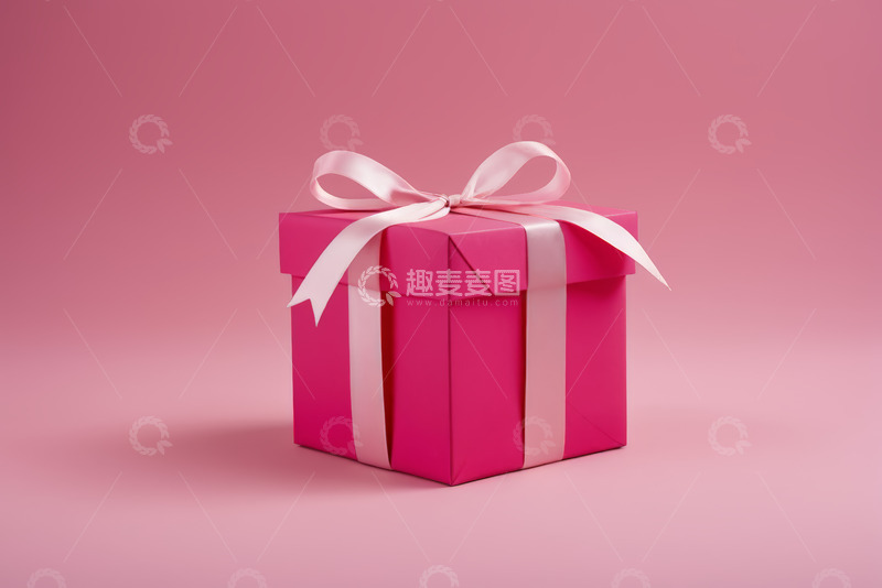 高清大图下载【趣麦麦图】粉色礼品盒配白色丝带