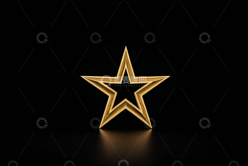 高清大图下载【趣麦麦图】黑色背景金色五角星