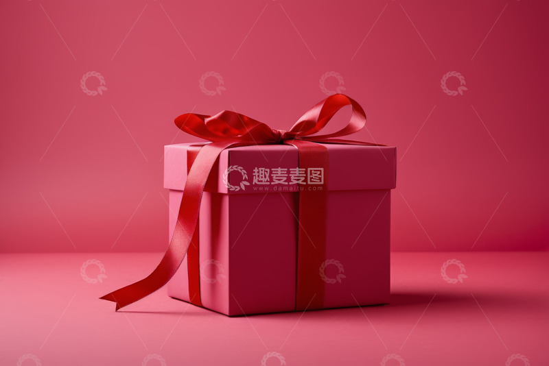 高清大图下载【趣麦麦图】粉色礼物盒配红色蝴蝶结